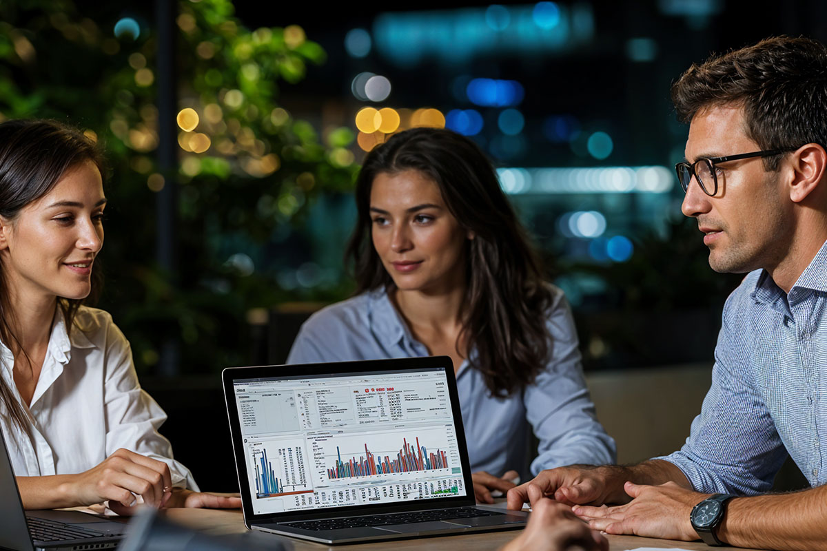 Team analyzing data